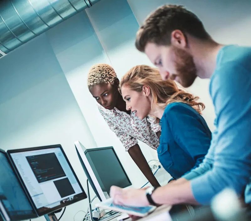 AI web and app development team collaborating